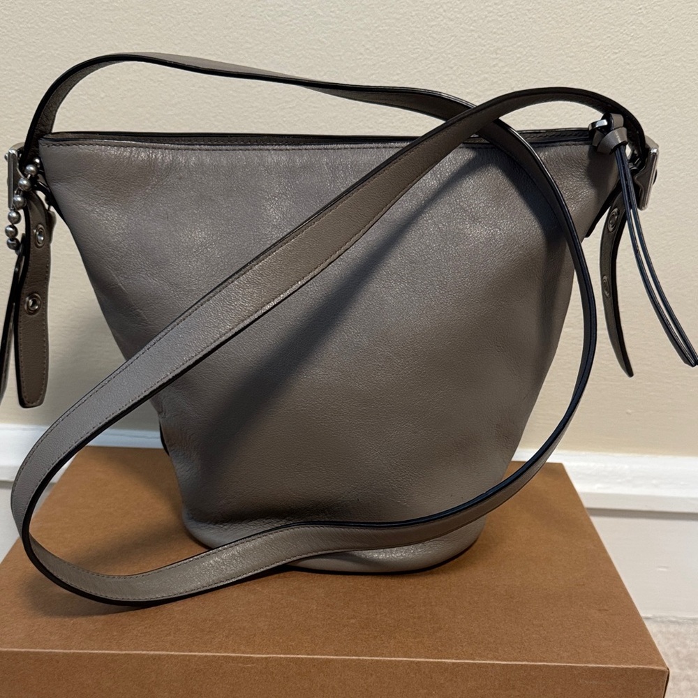 Coach Gray/Beige Leather Crossbody Bag